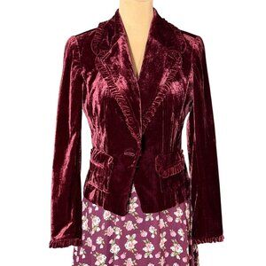 VTG INC International Concepts Velvet Blazer Sz.S Burgundy Whimsigoth Boho Retro